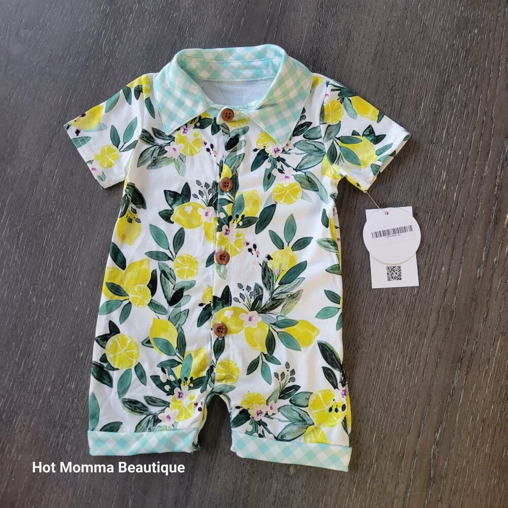 Infant Lemon Print Romper 12M
